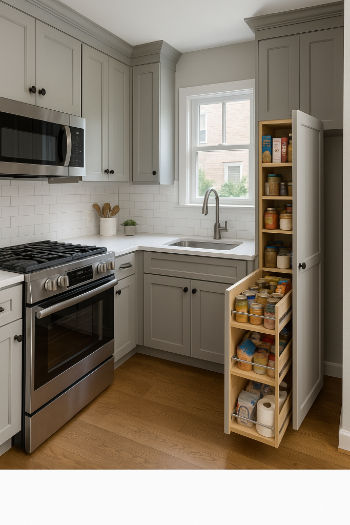 Corner Kitchen with Pull-Out Pantry