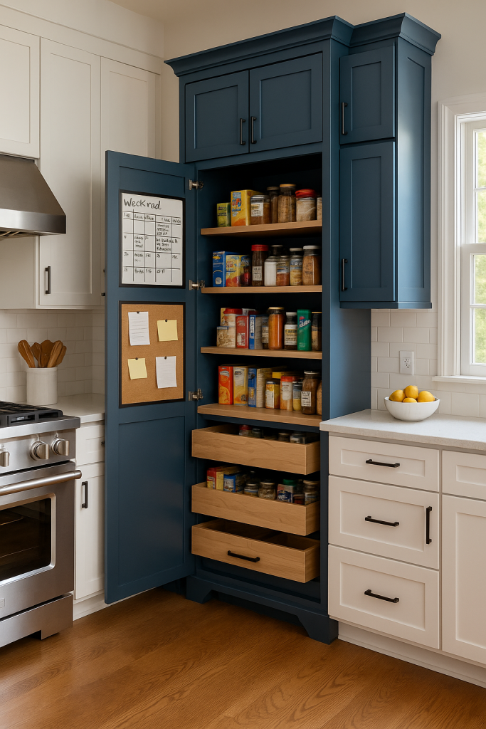 Tall Pantry with Family Calendar Station