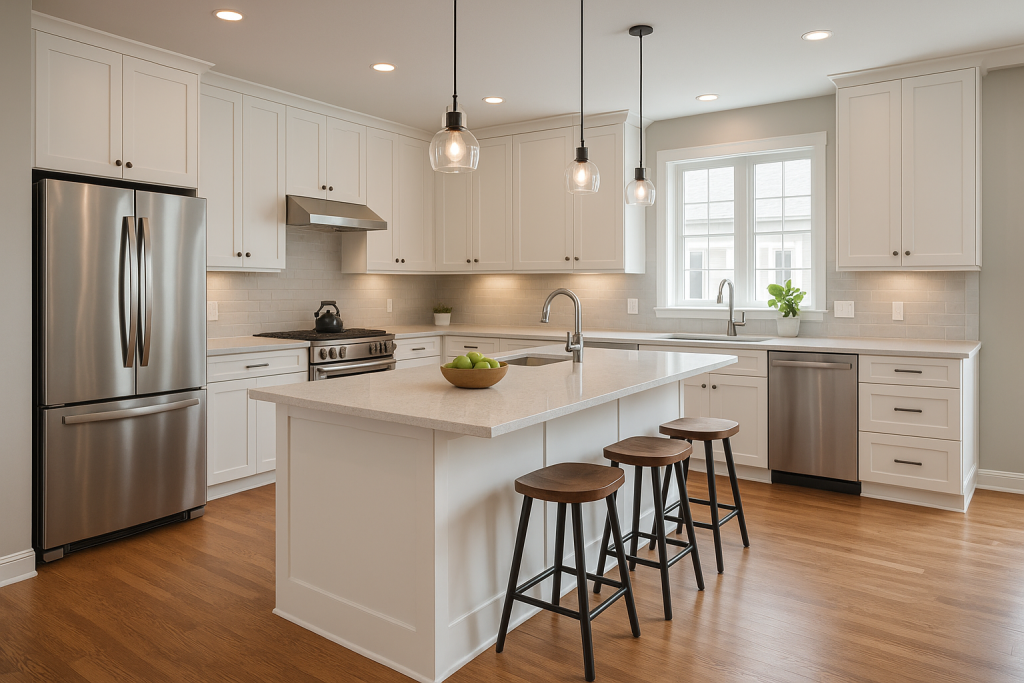 L-Shaped Layout with Island Seating
