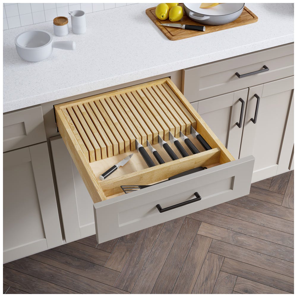 Integrated knife blocks and utensil dividers