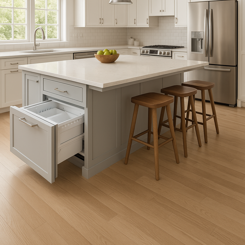 Island with Under-Counter Freezer Drawers