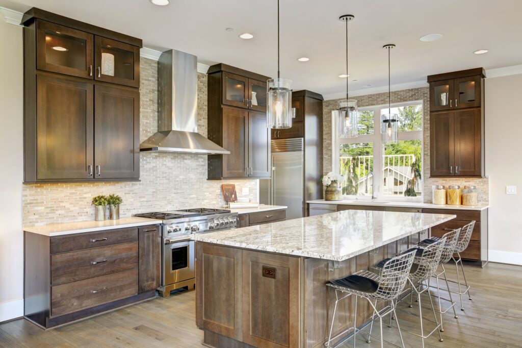 Multi-purpose kitchen islands with built-in storage, seating, and smart appliances