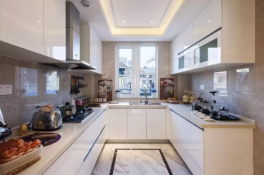 High-Gloss U-Shape for Small Kitchens