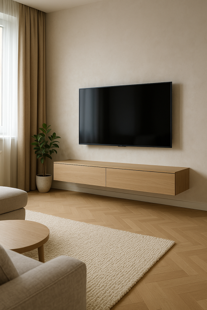 Floating Console with Hidden Storage
