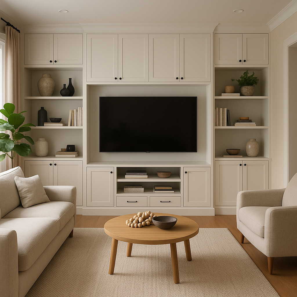 Built-In Cabinets Around TV
