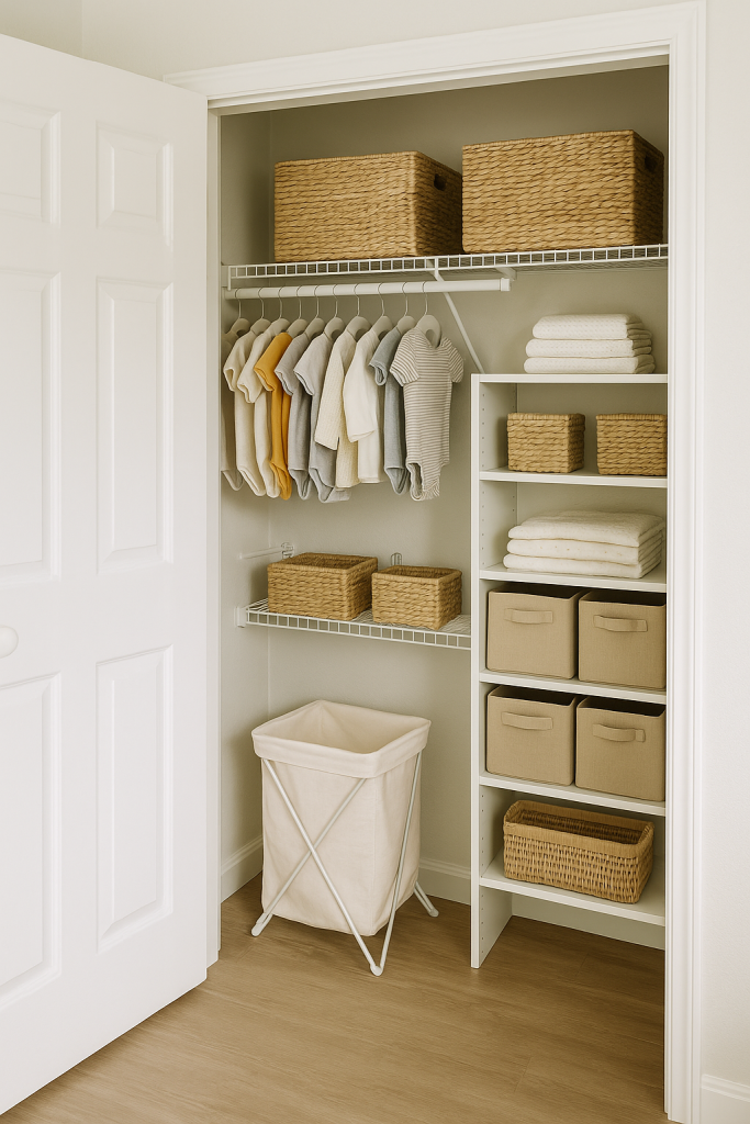 Foldable Hampers in Closet Corner
