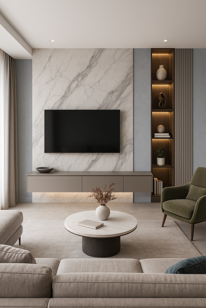 Asymmetrical TV Wall Design